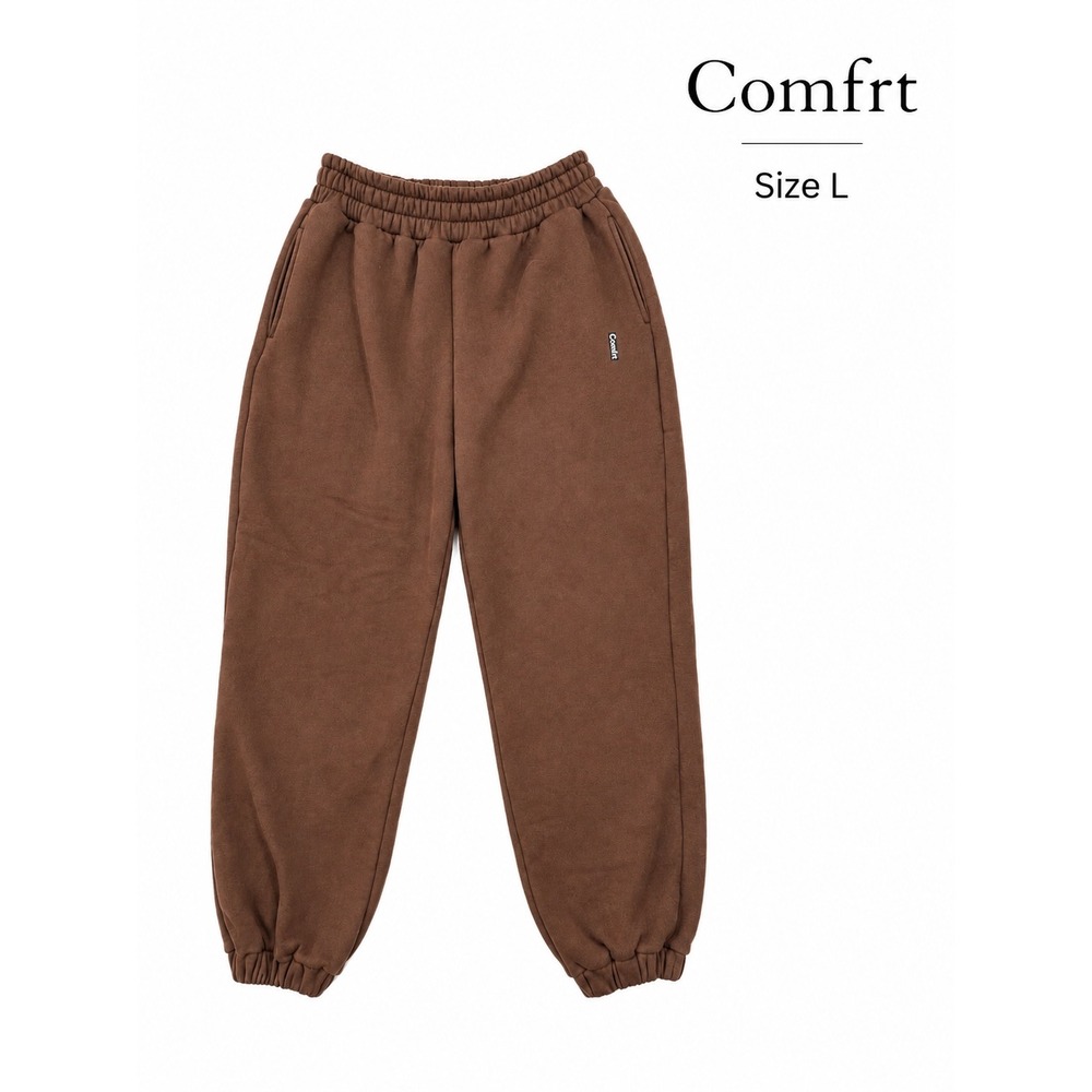 Comfrt Brown Heavyweight Fleece Jogger Sweatpants Size L Cozy Lounge